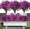 20 Bundles UV Resistant Artificial Flowers for Outdoor Decor - Realistic Faux Silk Purple Flowers with Plastic Greenery - Non-Fade Fake Plants for Window Box, Front Porch, and Hanging Planters